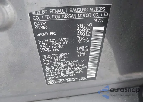 2018 Nissan Rogue Sv from USA, damaged, VIN KNMAT2MV7JP551094